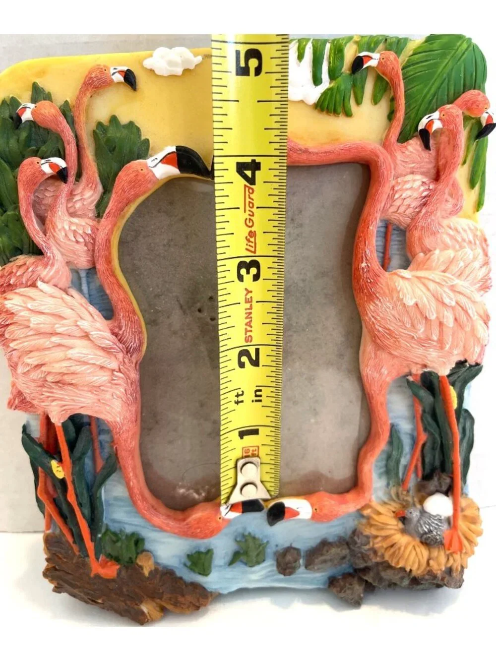 VTG Pink Flamingo Flock 3D Picture Photo Frame Tropical Family Beach Vacation - Picture 9 of 10